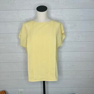 80’s Vintage TanJay sunshine yellow pleated blouse Size 12
